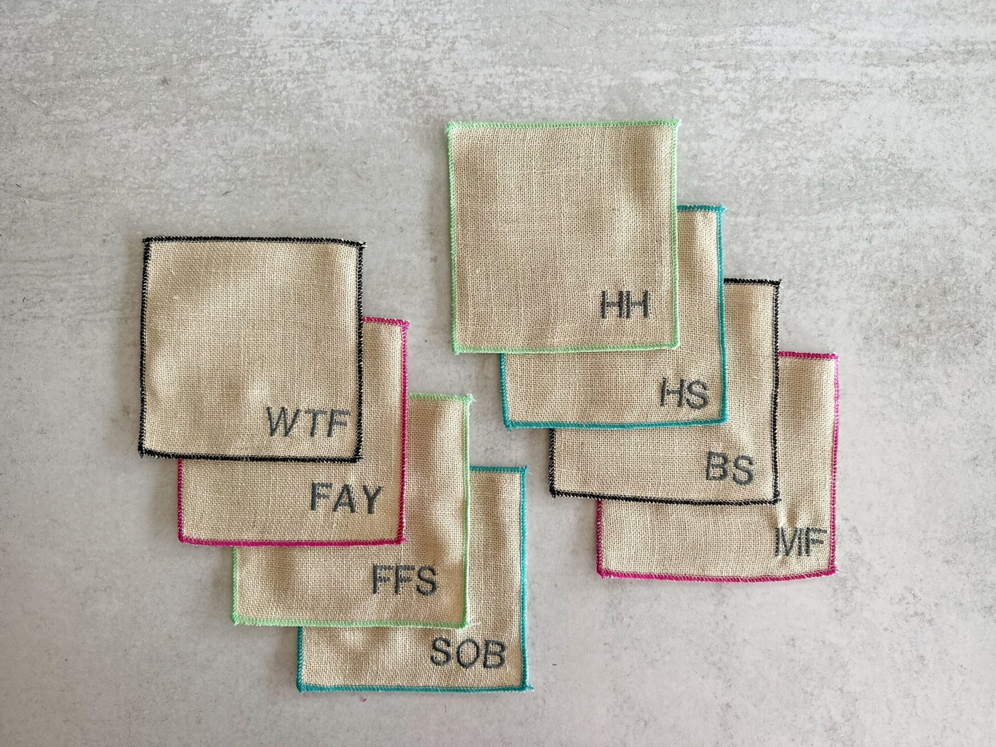 Colorful Sweary Cocktail Coasters, set of 8 - mosswell.us