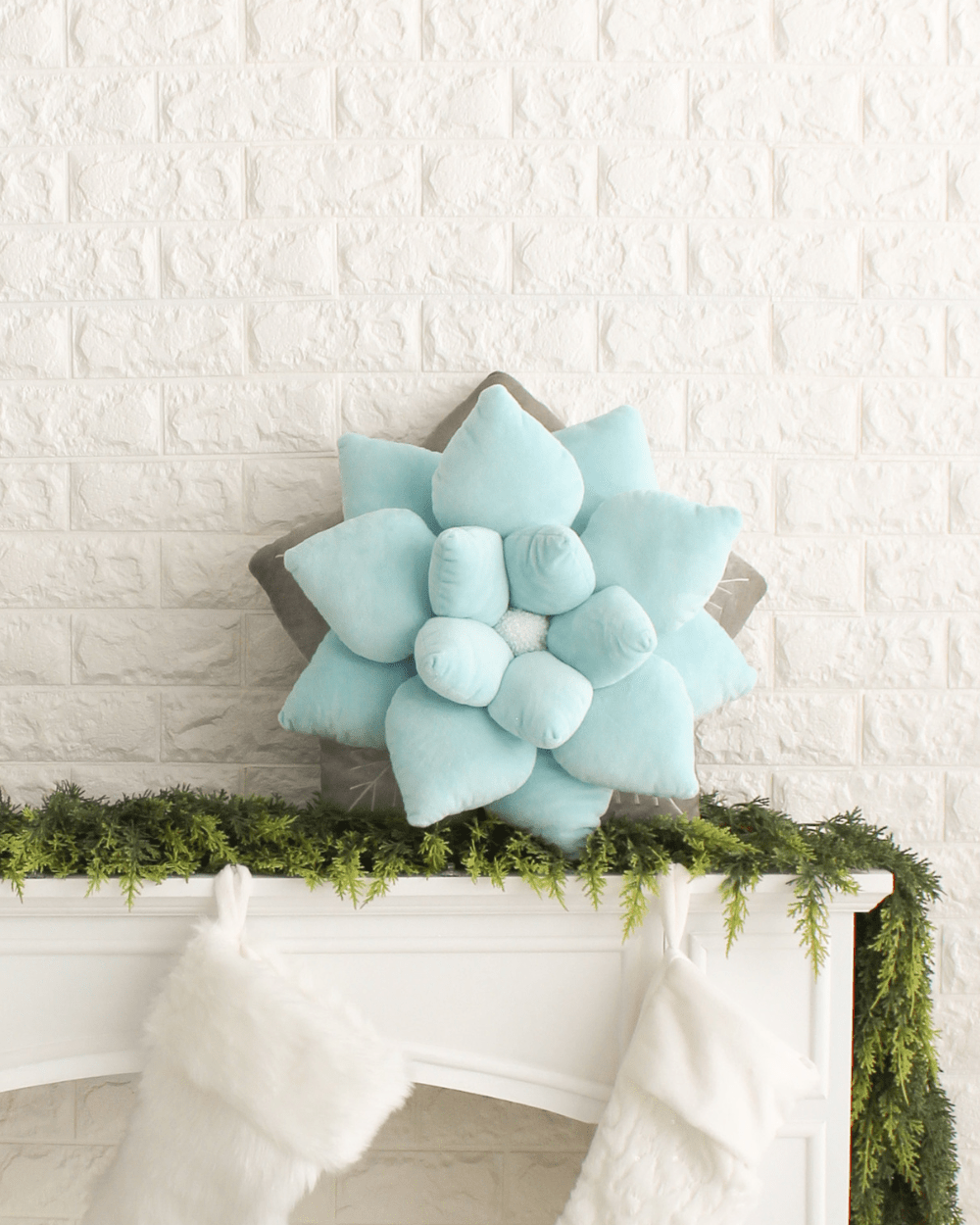 Poinsettia Pillow - Frost Blue - mosswell.us