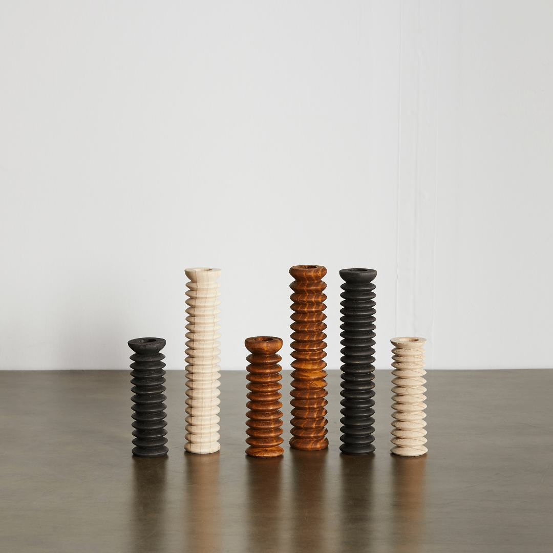 Spiral Pine Modern Wood Candle Candlestick Holder - mosswell.us