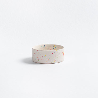 Set of 2 White Medium stoneware ceramic Pet Bowls — Party Collection