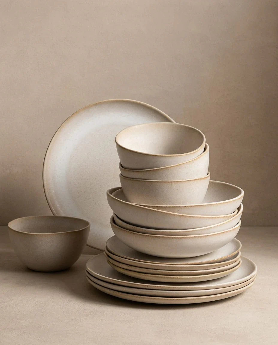 Set of 16 stoneware ceramic Dinnerware — Sand Storm Collection