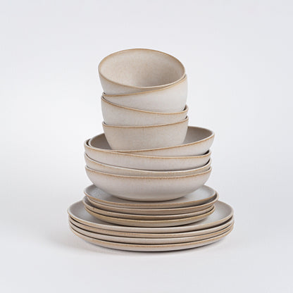 Set of 16 stoneware ceramic Dinnerware — Sand Storm Collection