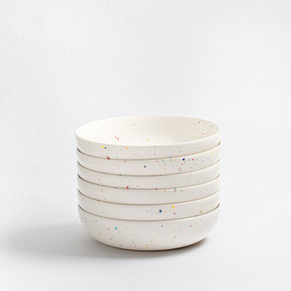 Set of 6 White Pasta Plates 8.3" stoneware ceramic — Party Collection