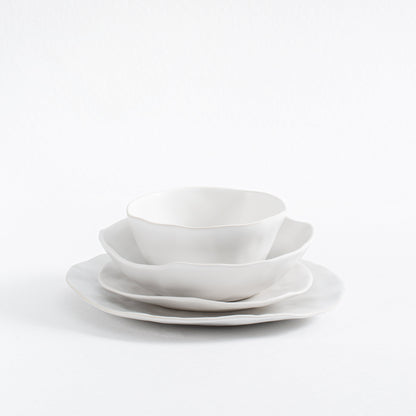 Set of 16 White stoneware ceramic Dinnerware — Pure Collection