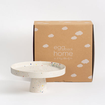 White Cake Stand 11" stoneware ceramic — Party Collection