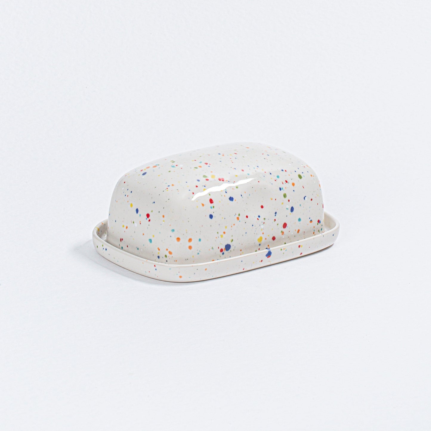 White Butter Dish stoneware ceramic — Party Collection