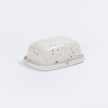 White Butter Dish stoneware ceramic — Party Collection