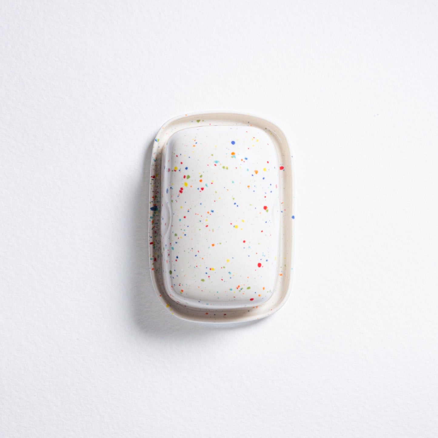 White Butter Dish stoneware ceramic — Party Collection