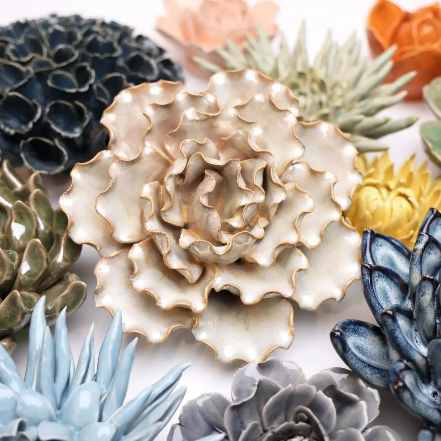 Ceramic Flower Wall Art Lettuce Pearl 6: Sea Lettuce Large Pearl