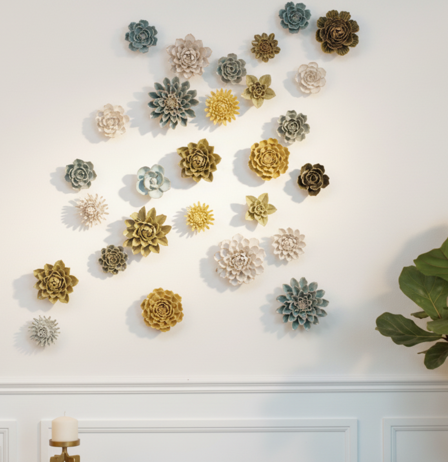 Ceramic Flower Wall Art Flower: Large Flower Green 6"
