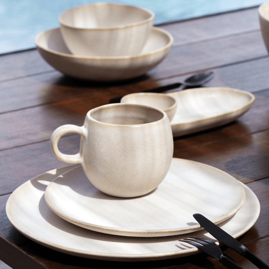 Set of 16 stoneware ceramic Dinnerware — Sand Storm Collection