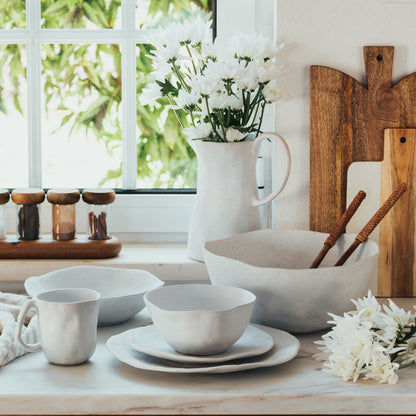 Set of 16 White stoneware ceramic Dinnerware — Pure Collection