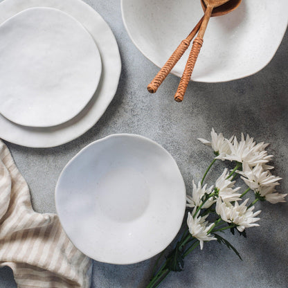 Set of 16 White stoneware ceramic Dinnerware — Pure Collection
