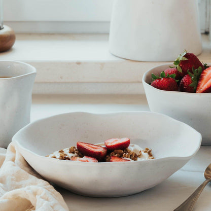 Set of 16 White stoneware ceramic Dinnerware — Pure Collection