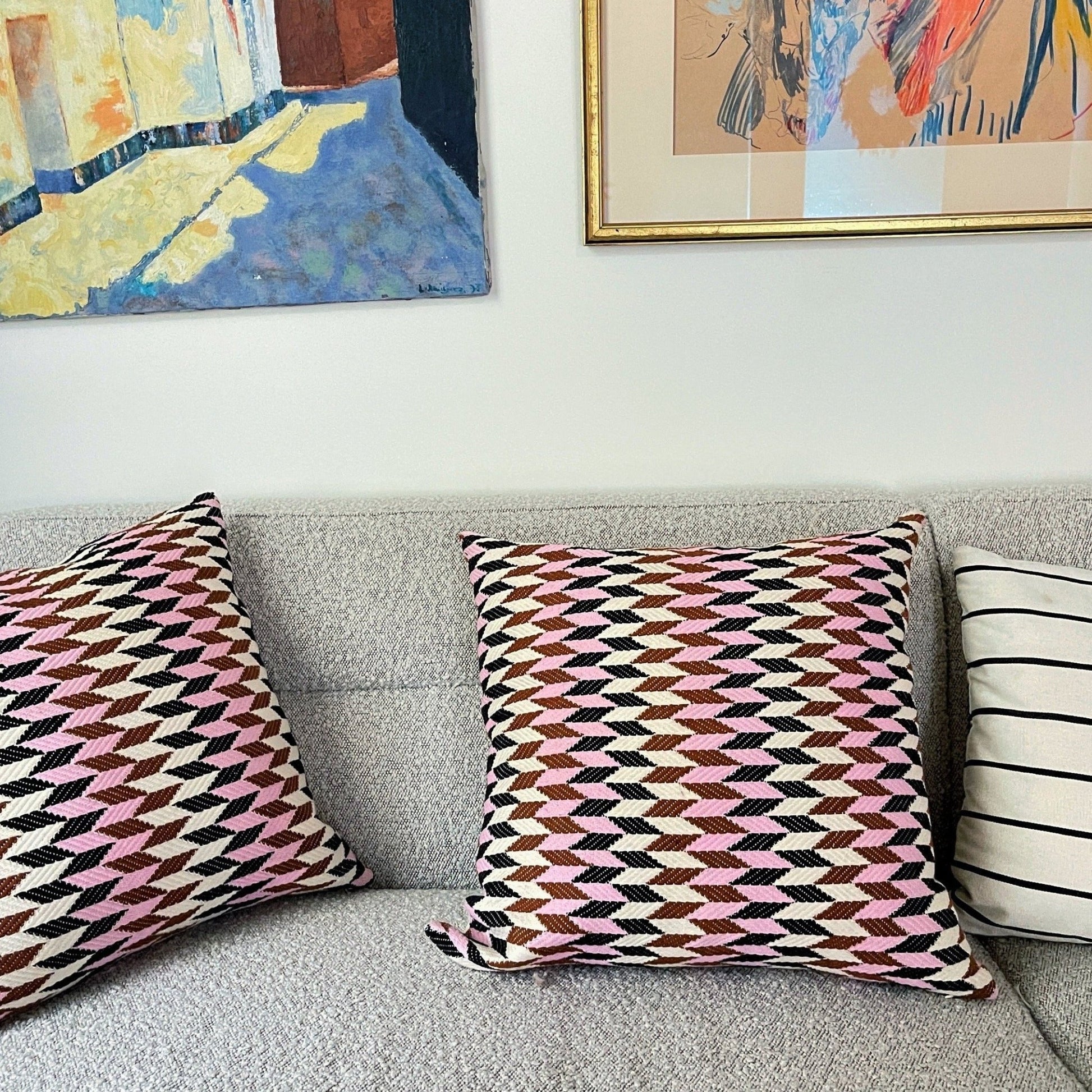 Almolonga 70s Dream Pillow - Pink & Brown 20" x 20" - mosswell.us