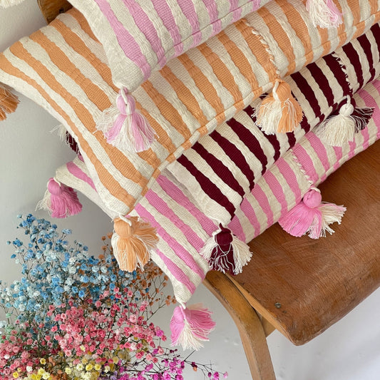 Antigua Pillow - Peach Stripe - mosswell.us