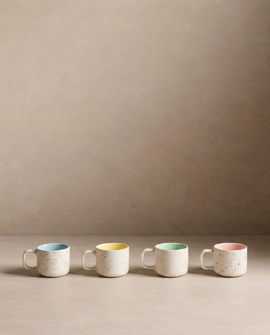 Set of 4 Colors Espresso Mugs stoneware ceramic — Breeze Party Out