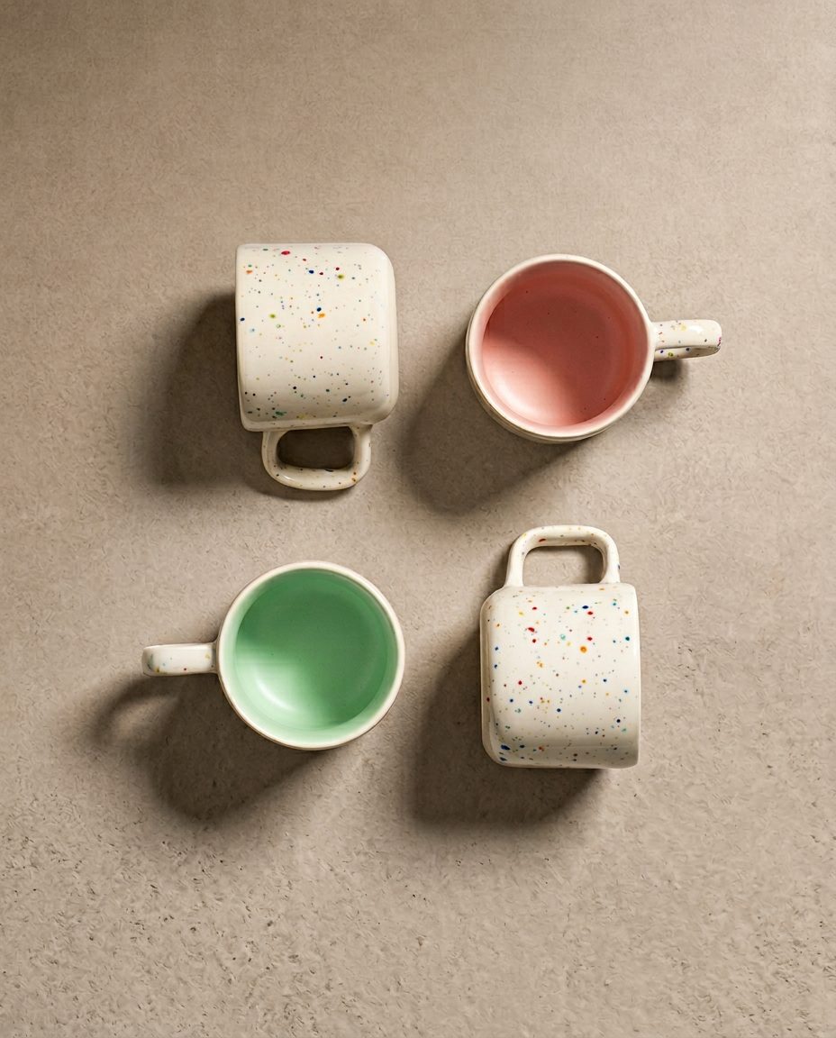 Set of 4 Colors Espresso Mugs stoneware ceramic — Breeze Party Out