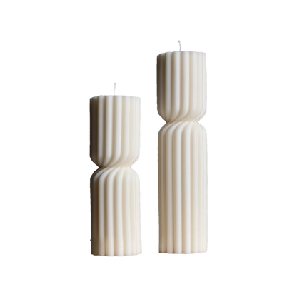 Fluted Hourglass Pillar Candle