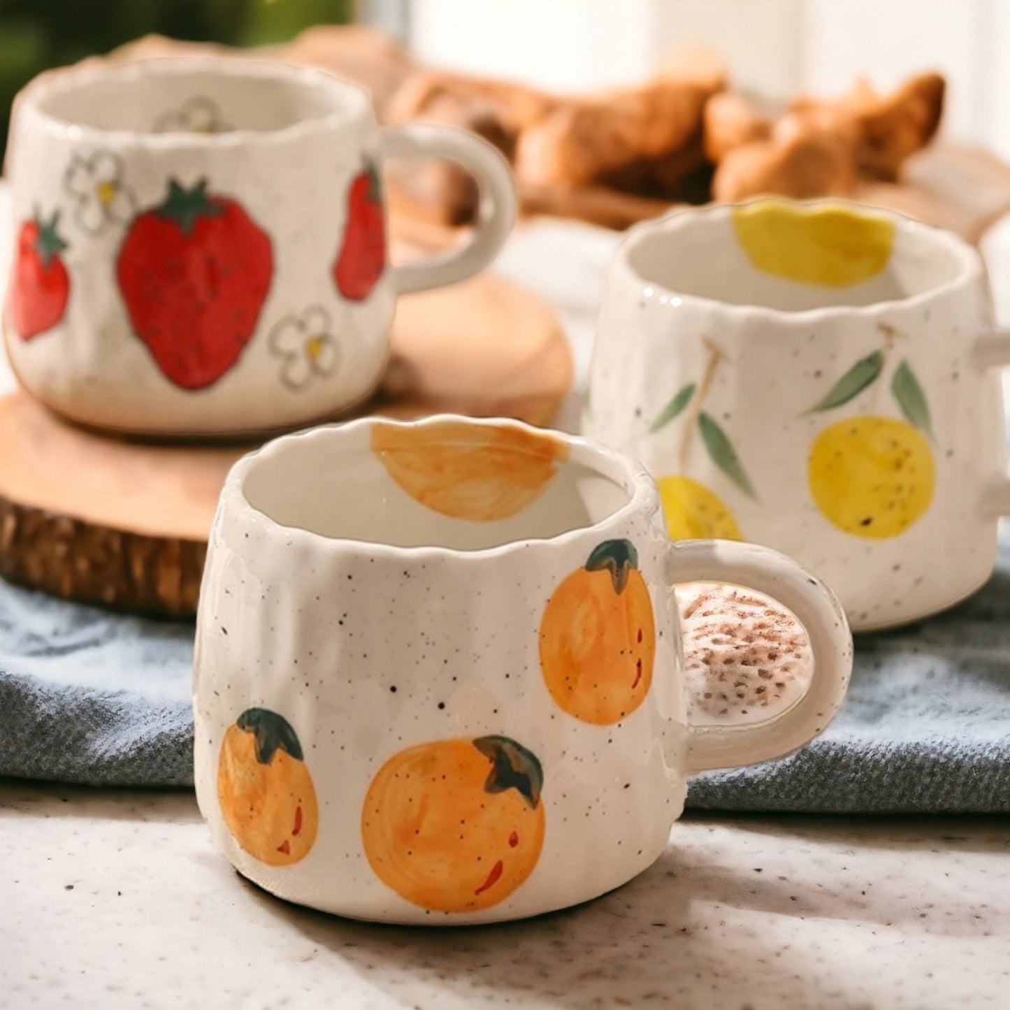 Ceramic Fruit Painted Mugs - mosswell.us