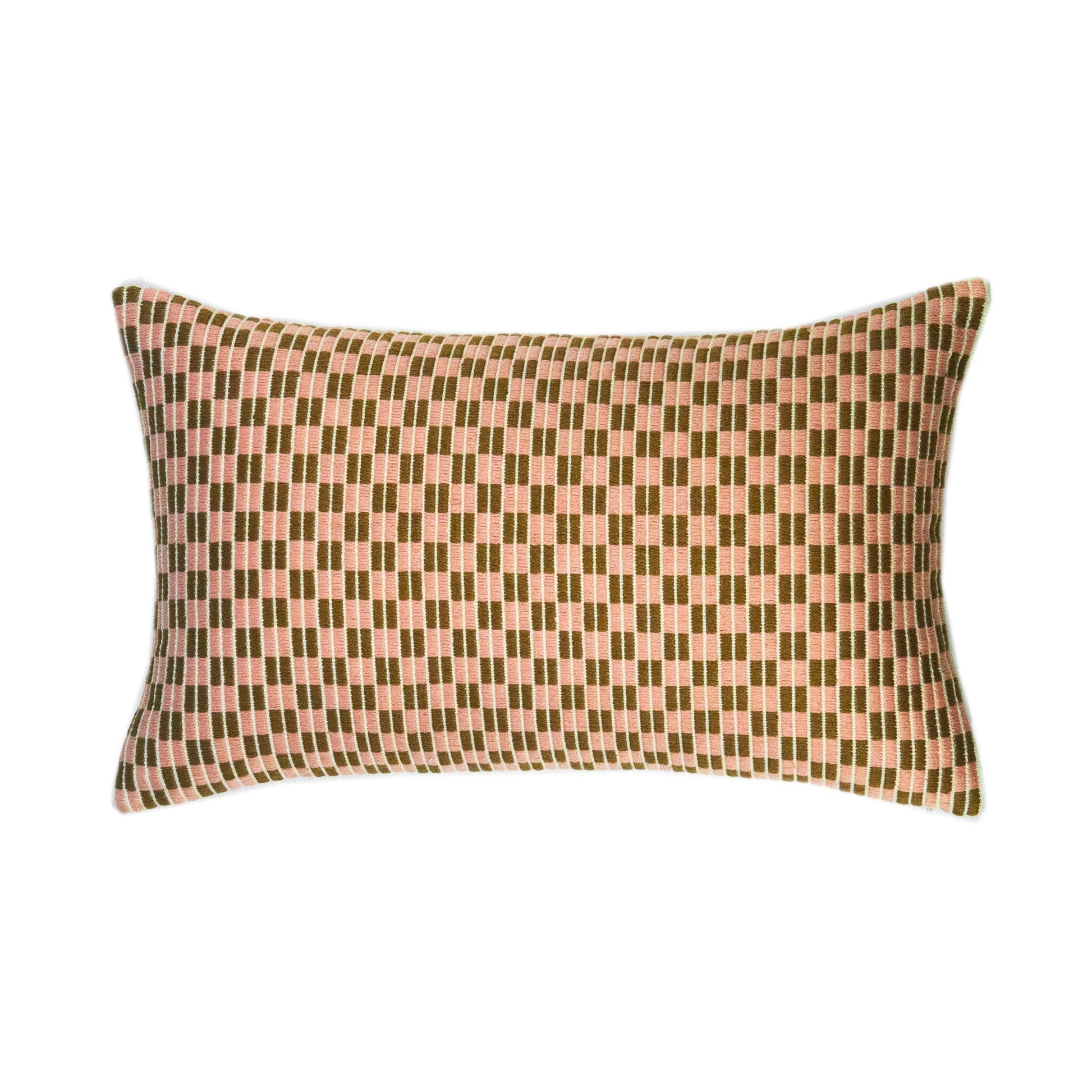Checkered Brocade Pillow - Pink & Umber - mosswell.us