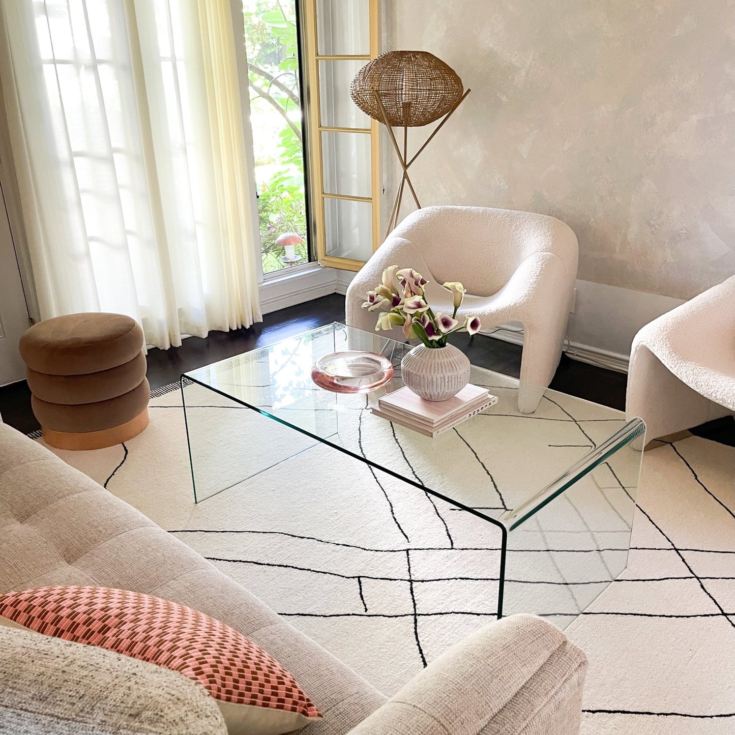 Checkered Brocade Pillow - Pink & Umber - mosswell.us