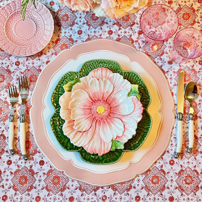 CLARION WHITE PINK ROUND FAUX LEATHER PLACEMAT - mosswell.us