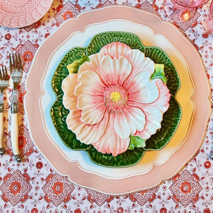 CLARION WHITE PINK ROUND FAUX LEATHER PLACEMAT - mosswell.us
