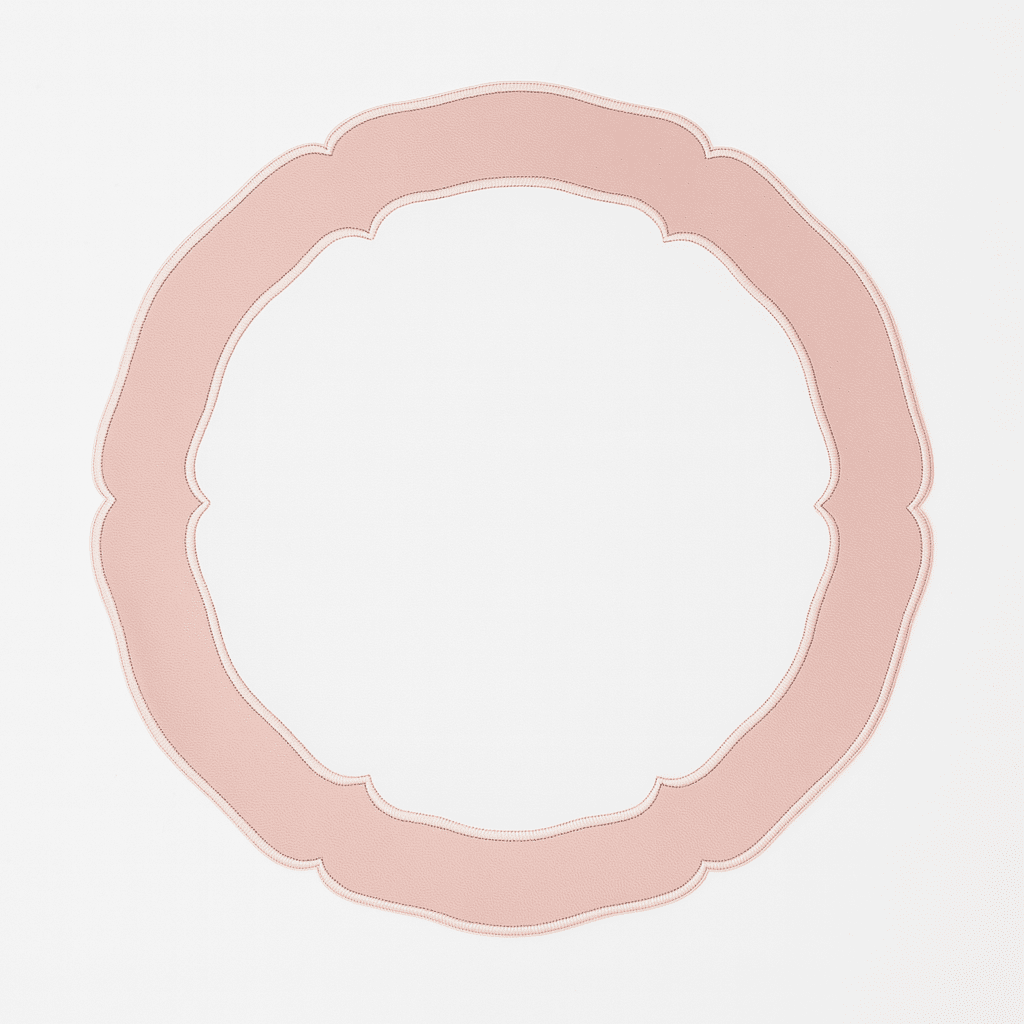 CLARION WHITE PINK ROUND FAUX LEATHER PLACEMAT - mosswell.us