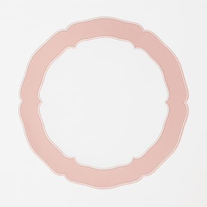 CLARION WHITE PINK ROUND FAUX LEATHER PLACEMAT - mosswell.us