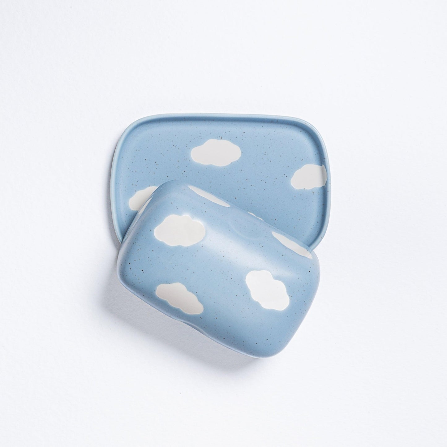Cloud Blue Butter Dish stoneware ceramic - mosswell.us