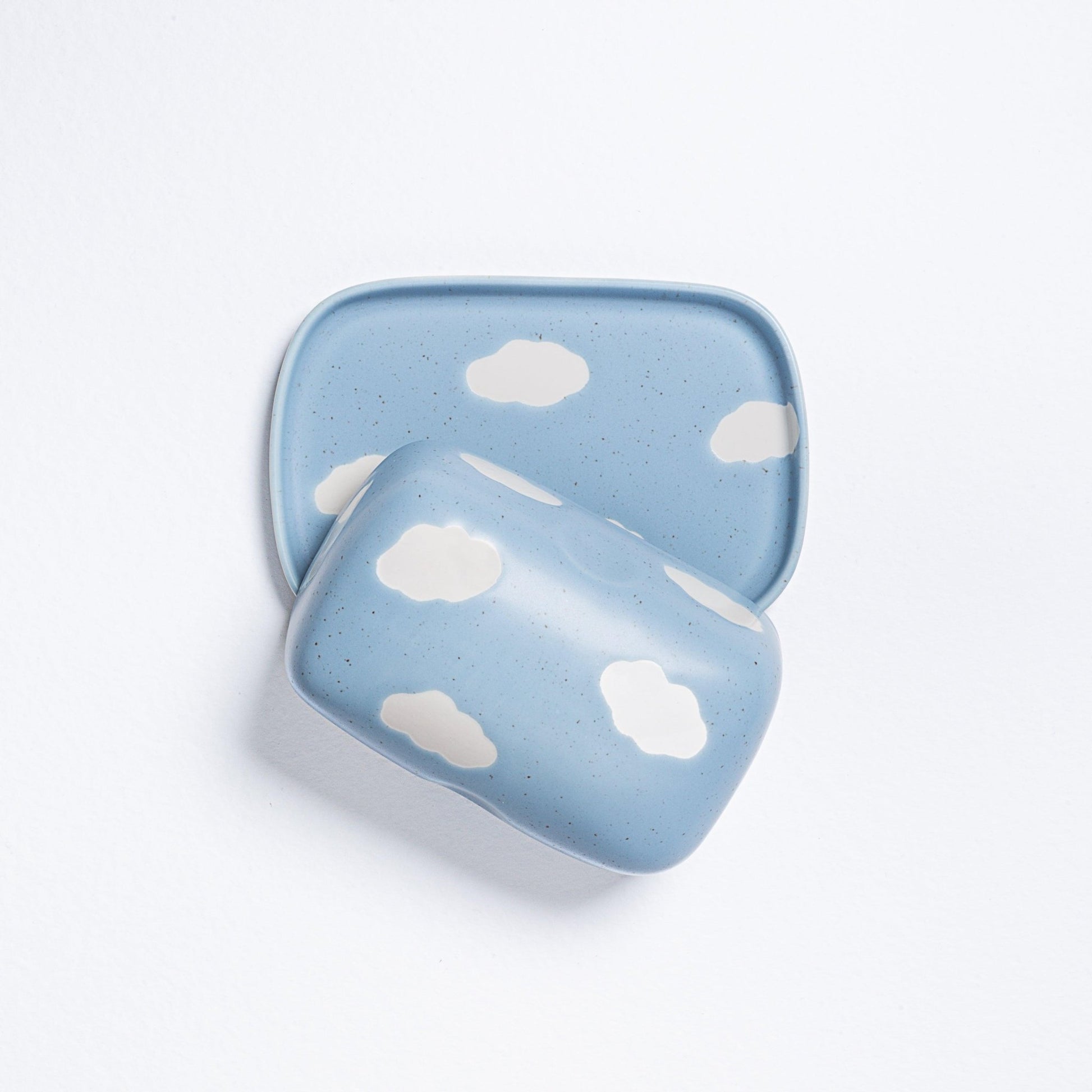 Cloud Blue Butter Dish stoneware ceramic - mosswell.us