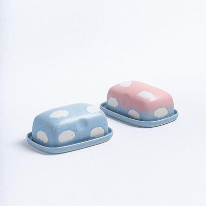 Cloud Blue Butter Dish stoneware ceramic - mosswell.us