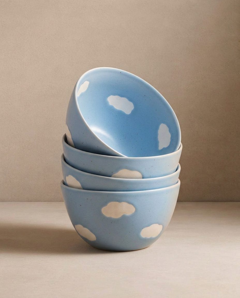 Blue Cereal Bowl 10.2" stoneware ceramic —  Cloud Collection Gift Box