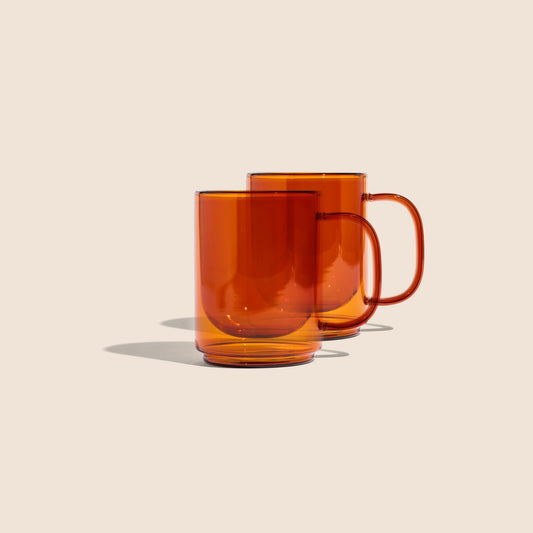 Cove 12oz Glass Mug - Set of 2 - Amber - mosswell.us