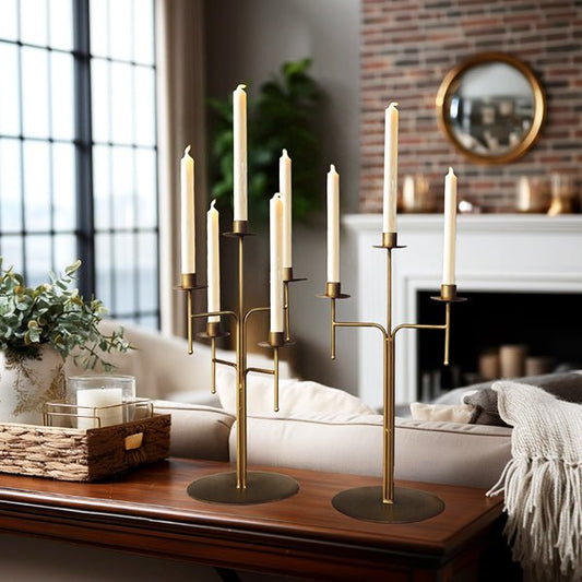 Freestanding Antique Iron Candelabra, Set of Two - mosswell.us