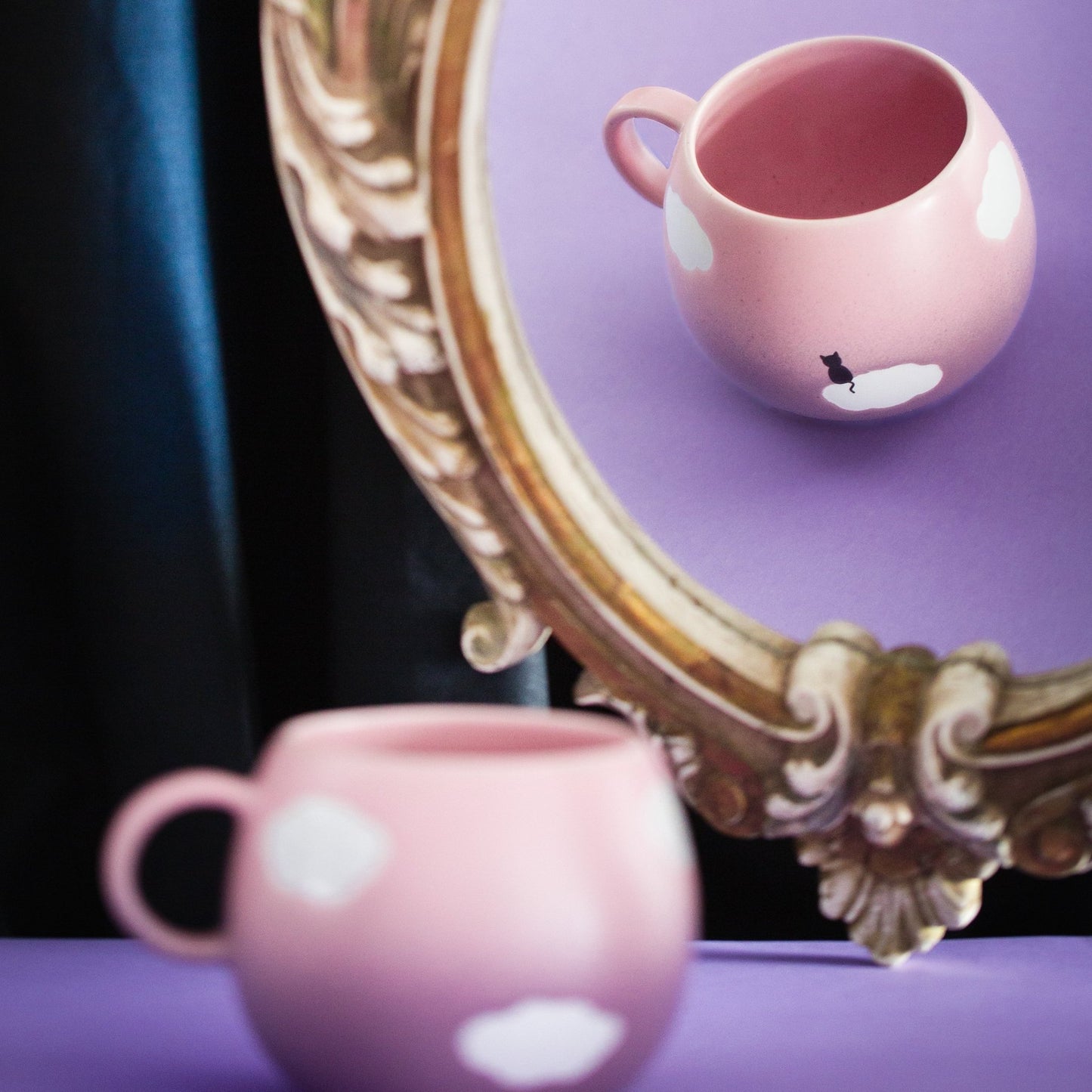 Halloween Pink Cloud stoneware ceramic Mug 17oz / 500ml Meow - mosswell.us