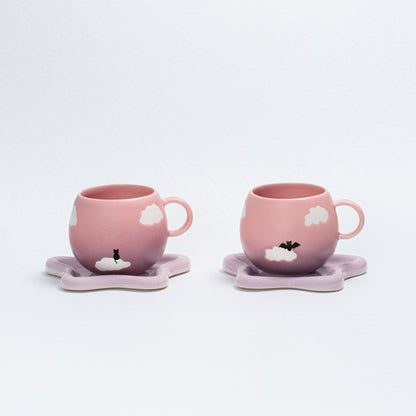 Halloween Pink Cloud stoneware ceramic Mug 17oz / 500ml Meow - mosswell.us
