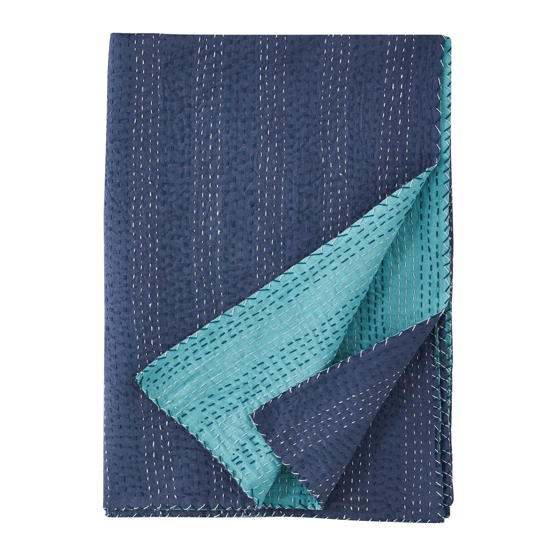 Hand Stitched Reversible Kantha Coverlets - mosswell.us