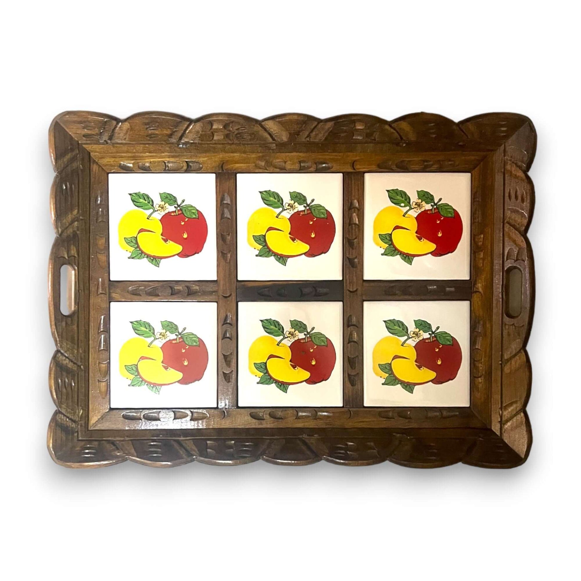 Handcrafted Talavera Tile Serving Tray | Mexican Wooden Tray - Cat Rodeo