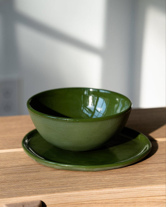 Handmade Porcelain Dinner Plates. Green - mosswell.us