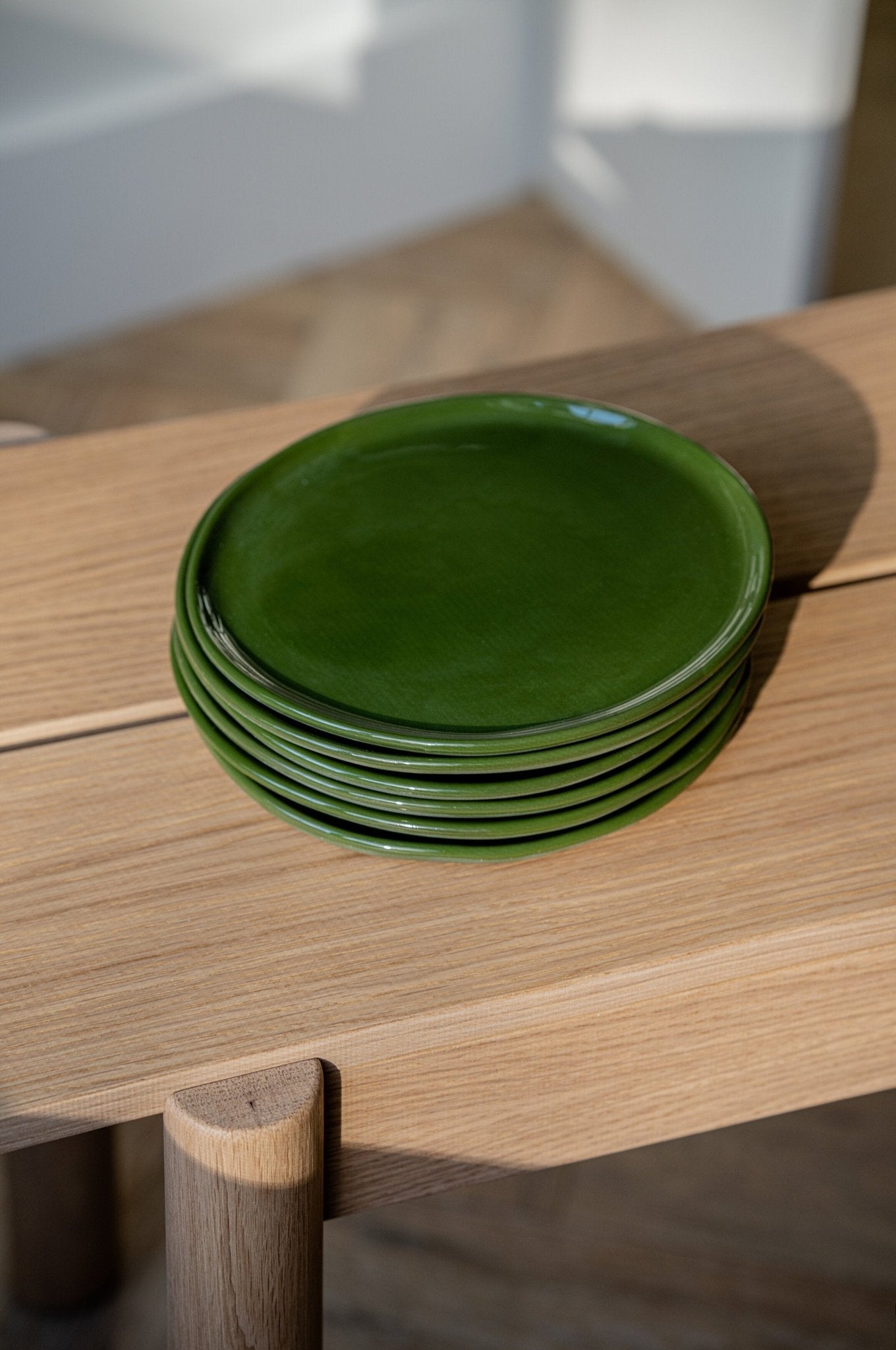 Handmade Porcelain Dinner Plates. Green - mosswell.us