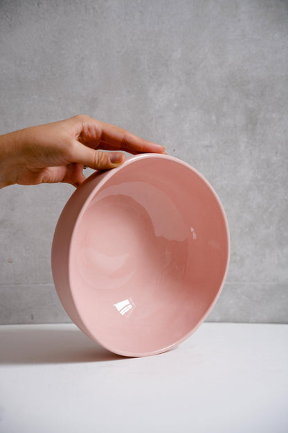 Handmade Porcelain Salad Serving Bowl - Powder Pink - mosswell.us