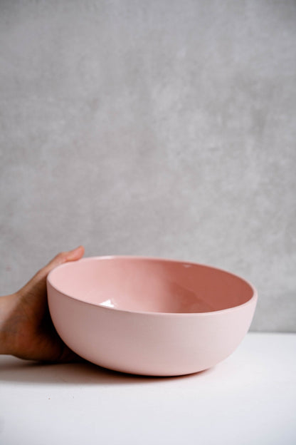 Handmade Porcelain Salad Serving Bowl - Powder Pink - mosswell.us