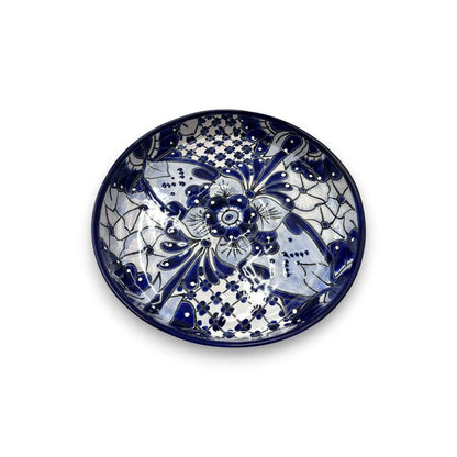 Handmade Talavera Appetizer Tray | Blue and White Sectional Platter - Cat Rodeo