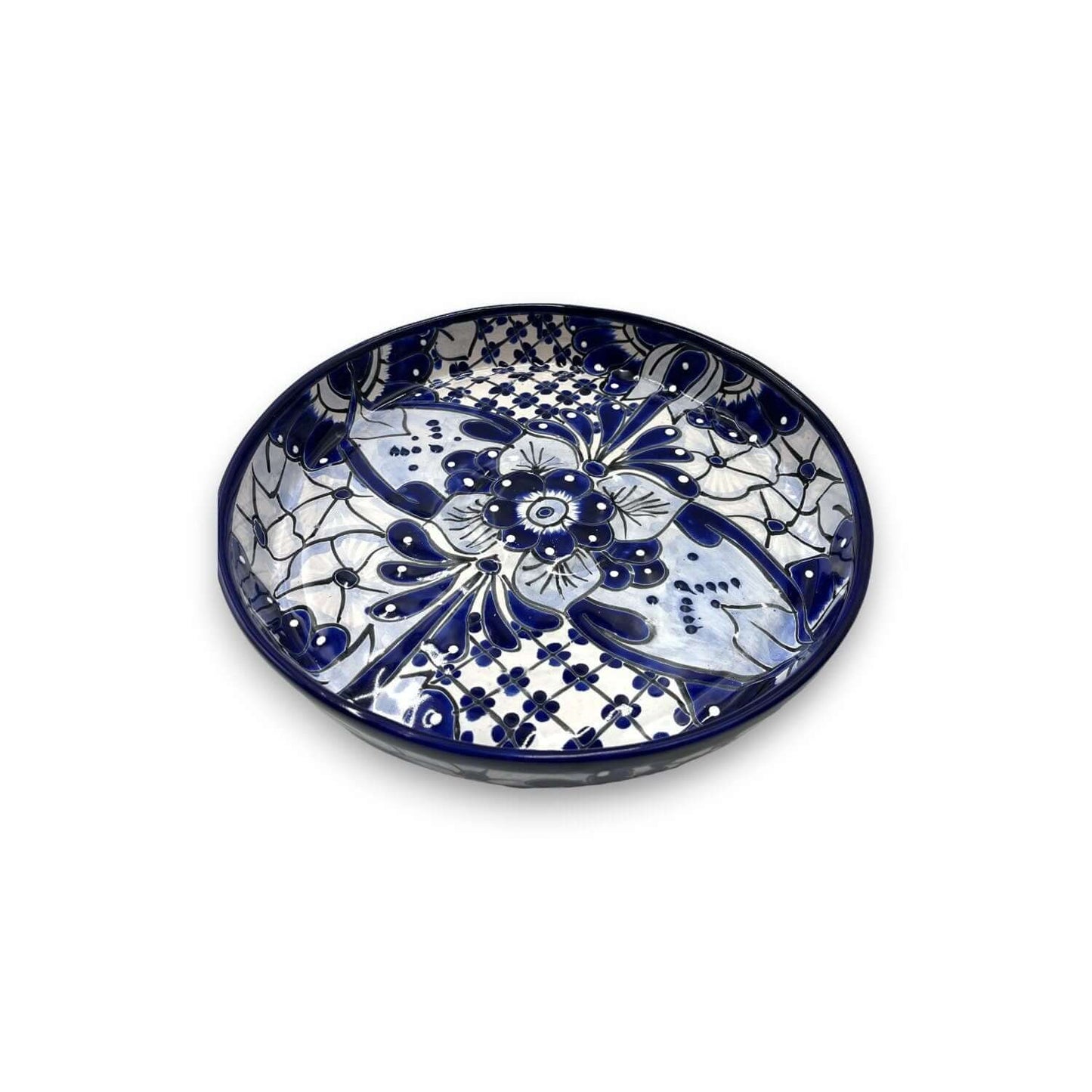Handmade Talavera Appetizer Tray | Blue and White Sectional Platter - Cat Rodeo
