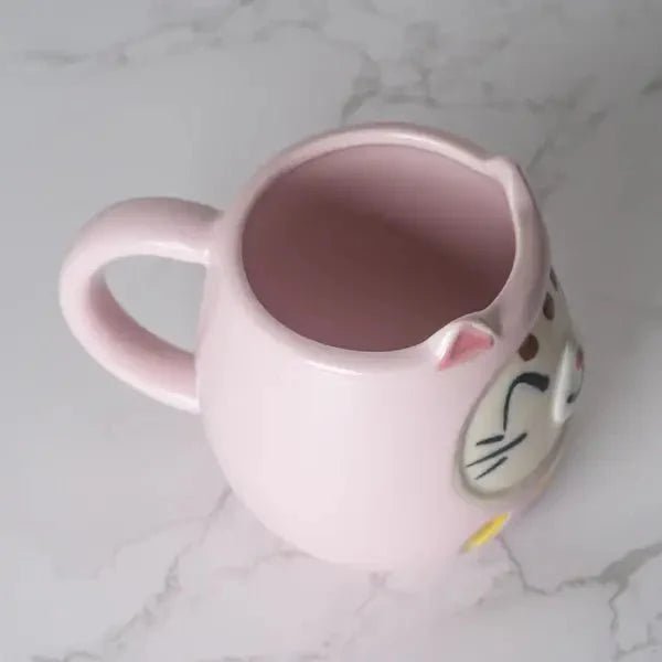 Japanese Daruma Cat Yunomi Style Tea Mug Pink - mosswell.us
