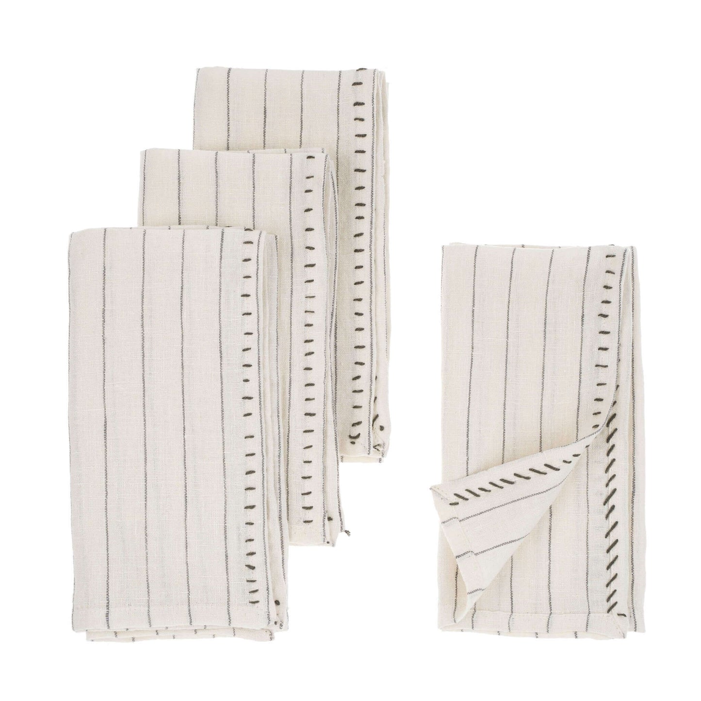 Linen Stripe Napkins Set of 4 Grey - mosswell.us