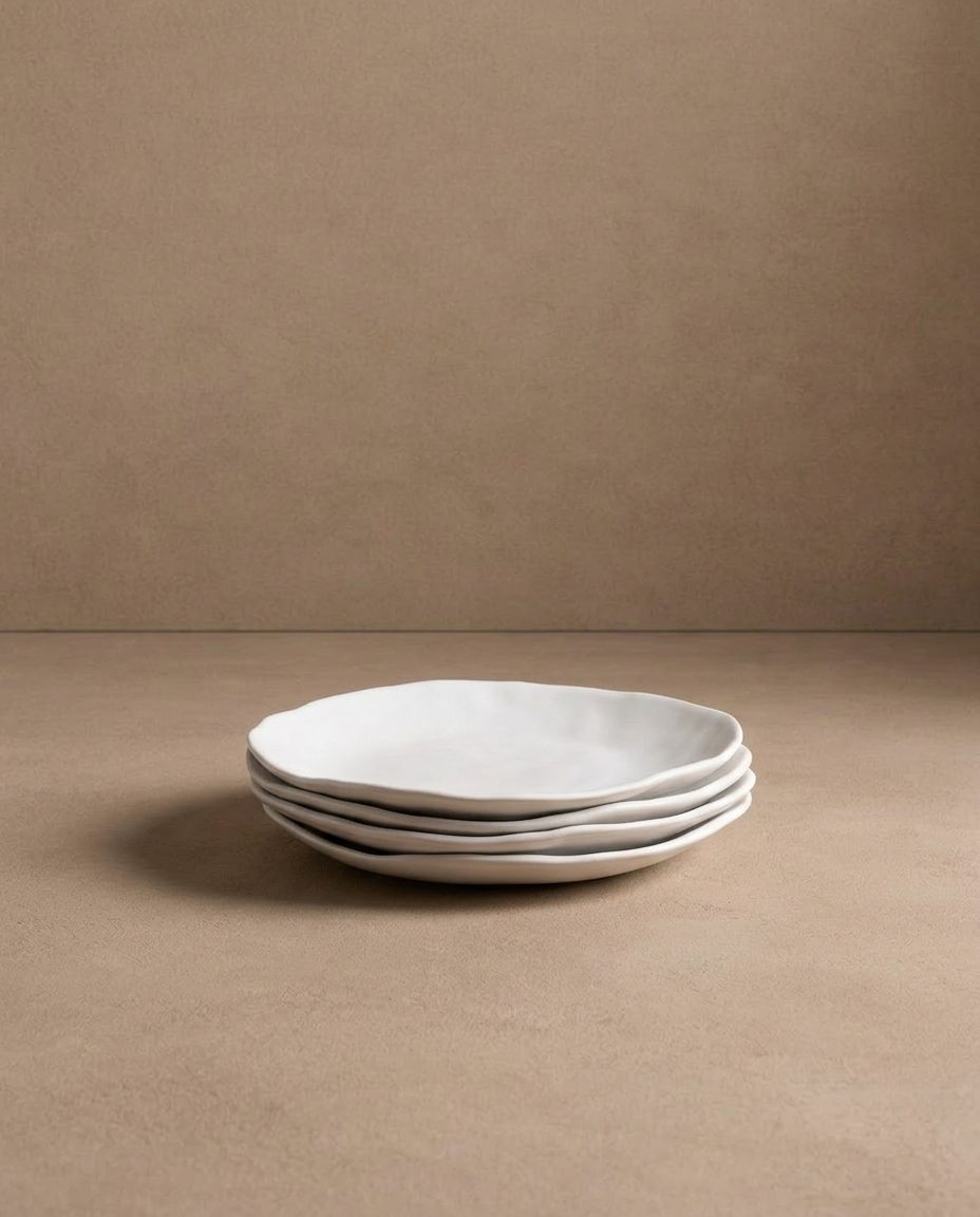 Set of 16 White stoneware ceramic Dinnerware — Pure Collection