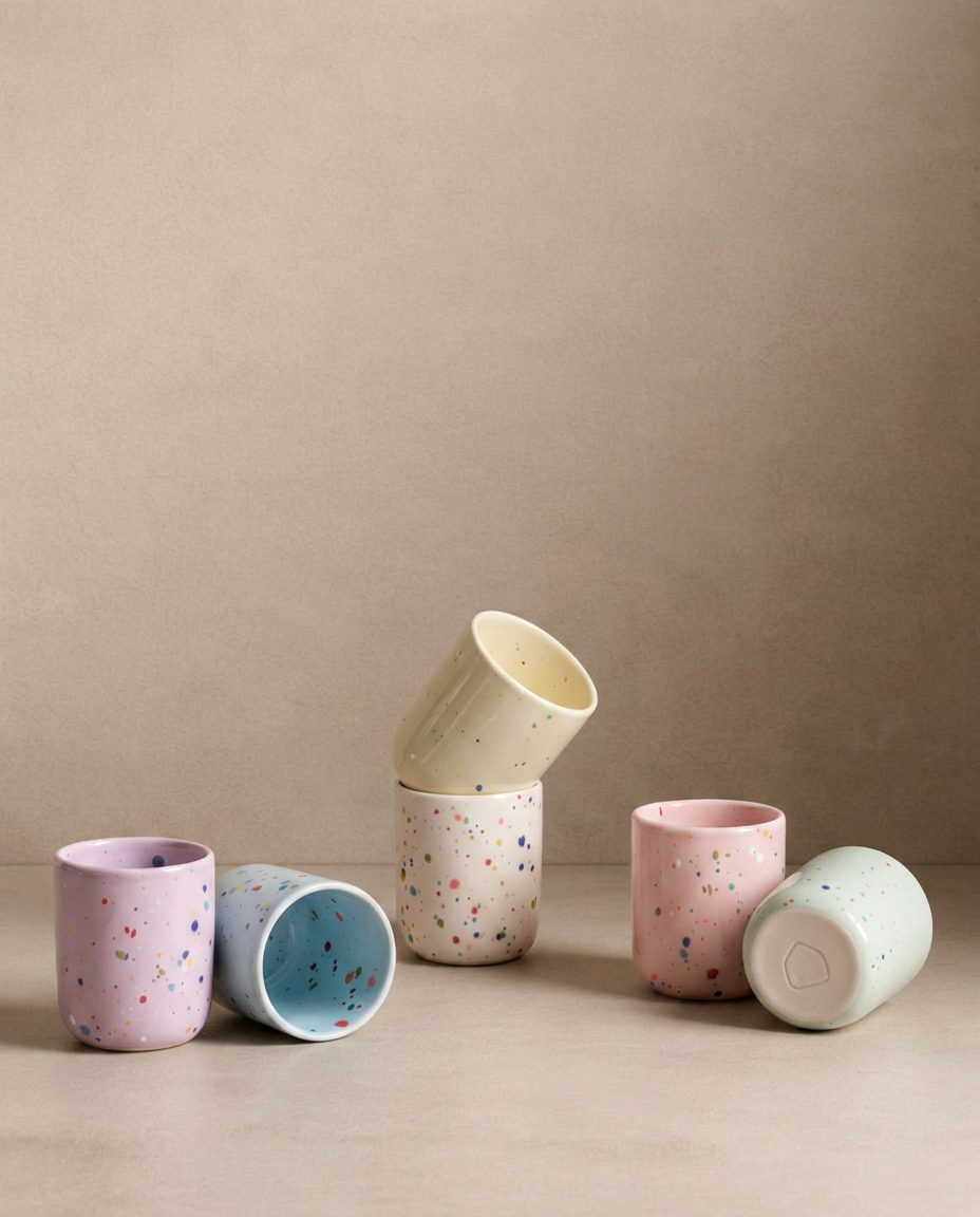 Set of 6 Espresso Cups/ Egg Cups stoneware ceramic — Party Collection